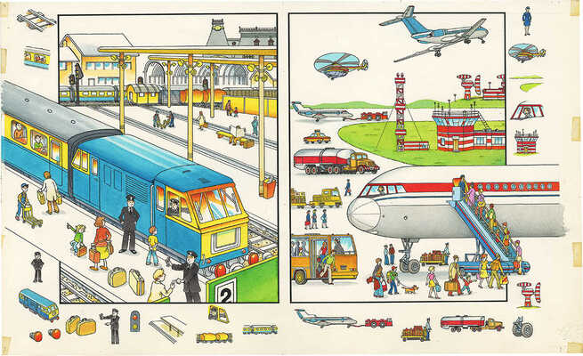 Беньяминсон Эрик Евгеньевич. Лот из двух иллюстраций к книге А.В. Назарова «1000 первых слов по-английски»